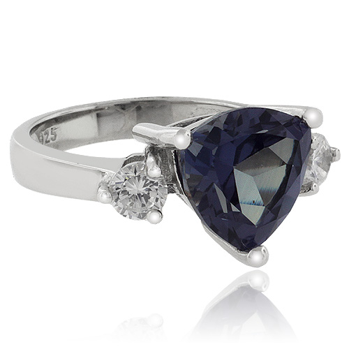 Anillo de Alejandrita Bicolor en Plata 925 ( Azul/Morado )