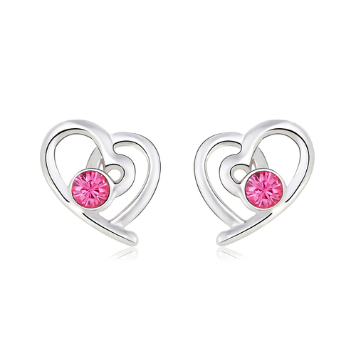 Aretes de Swarovski con Rodio en Forma de Corazón