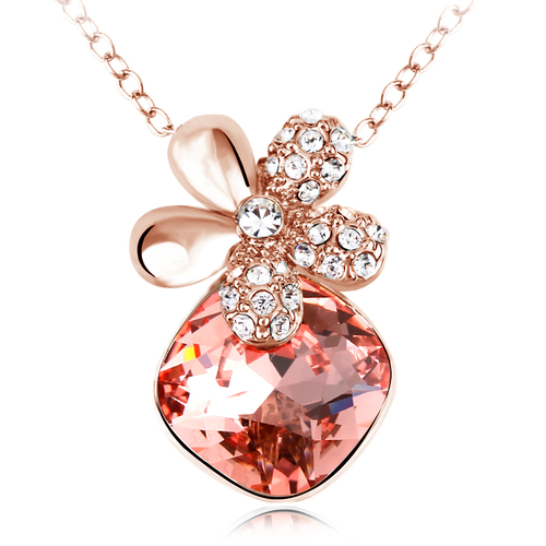Collar de Swarovski bañado en Oro Rosa de 14K Color Rosa