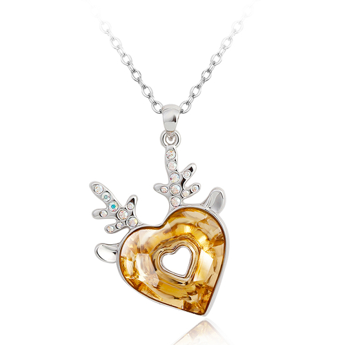 Divino collar de Swarovski con Rodio en forma de Corazón Color Ámbar