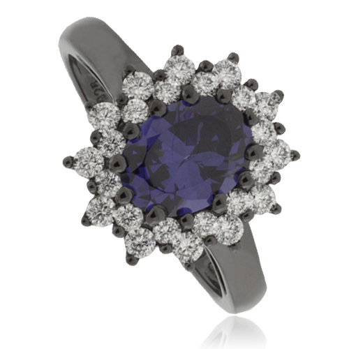 Anillo de Plata Oxidada con Tanzanita de corte Ovalado