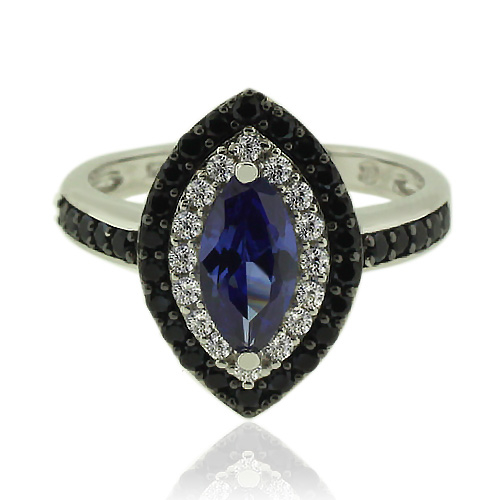 Anillo de Plata con Piedra Preciosa de Tanzanita en Corte Marquesa