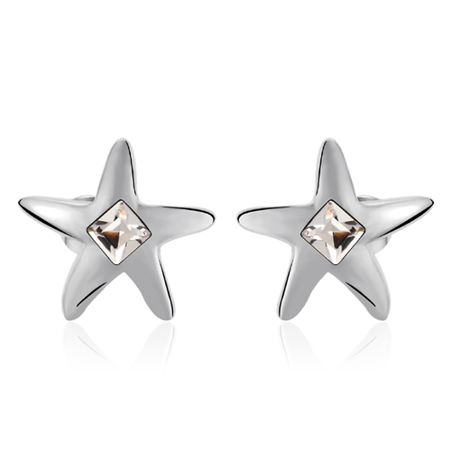 Aretes de Cristal Swarovski Color Blanco en Forma de Estrella