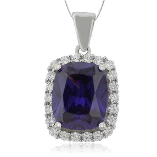 Dije de Plata Fina y Tanzanita con Zirconias Blancas