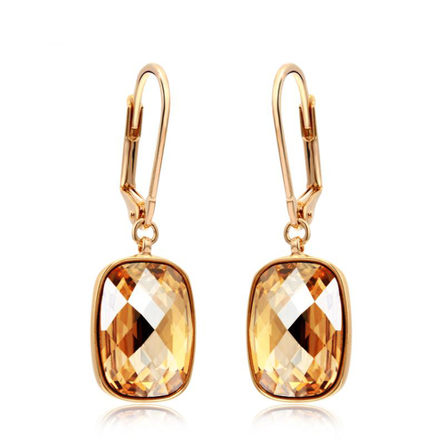 Elegantes Aretes de Cristal Swarovski Color Dorado