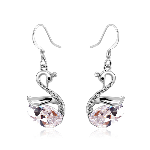 Aretes de Swarovski con Rodio en Forma de Cisne Color Blanco