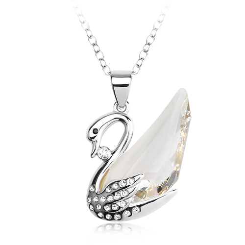 Elegante Collar de Cisne Swarovski Blanco con rodio