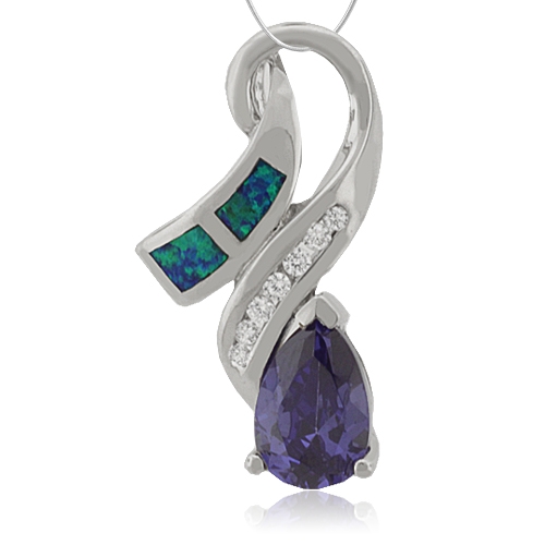 Beautiful Silver Pendant with Tanzanite and Australian Opal.