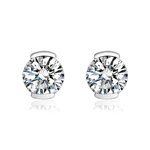Aretes Blancos de Swarovski en Plata de Ley
