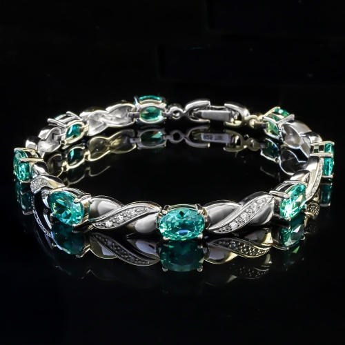 Pulsera de Plata .925 con Alejandrita (Verde/Azul)