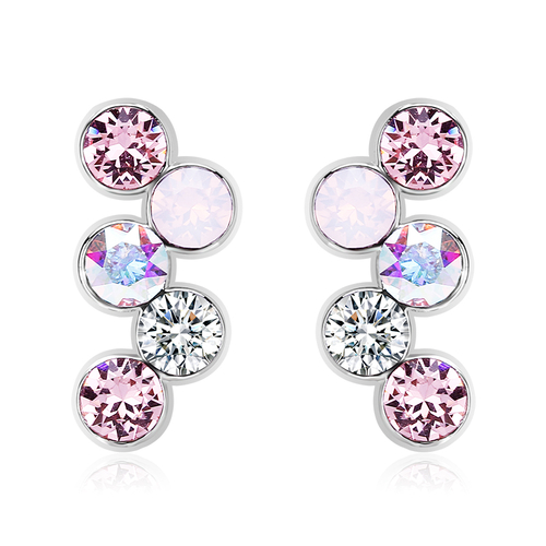 Aretes de Swarovski en Forma de círculos tonos rosas