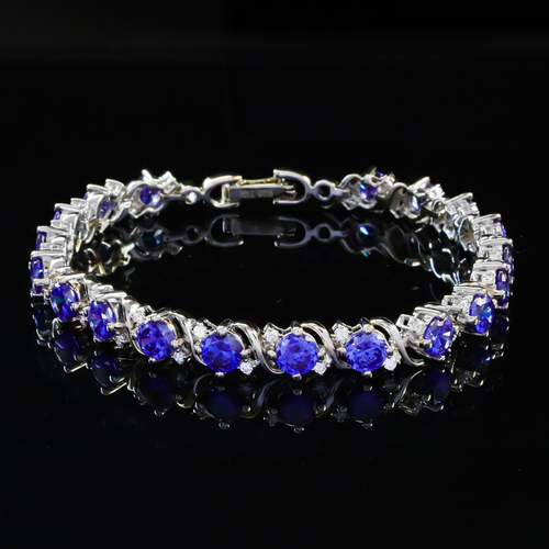 Peciosa Pulsera de Plata de Ley .925 con Tanzanita