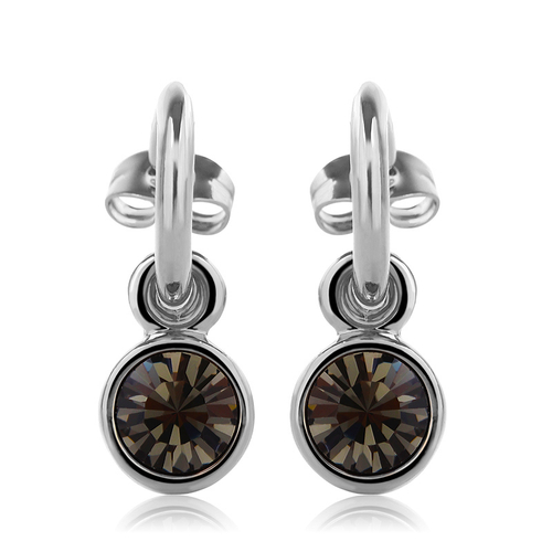 Aretes Redondos de Cristal Swarovski color Negro