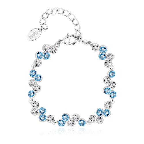 Alta Calidad de Pulsera de Swarovski con Cristales Azules y Blancas