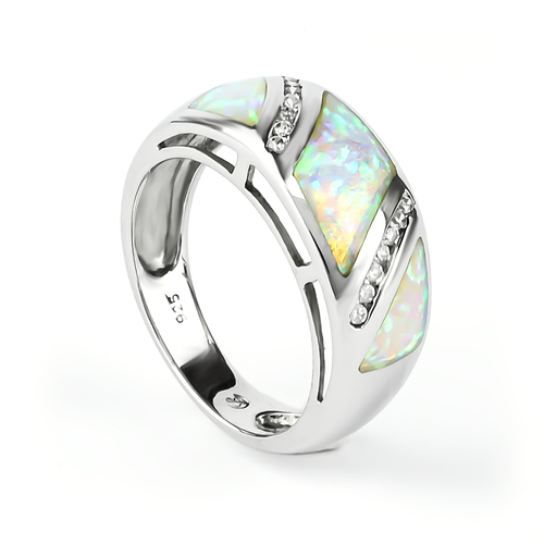 Hermoso Anillo de Ópalo Australiano Blanco