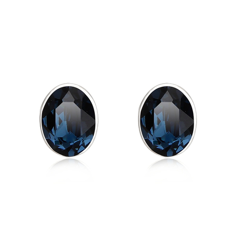 Night Blue Swarovski Crystal Silver Stud Earrings