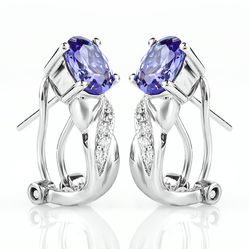 Aretes de Plata con Tanzanita Omega Clip