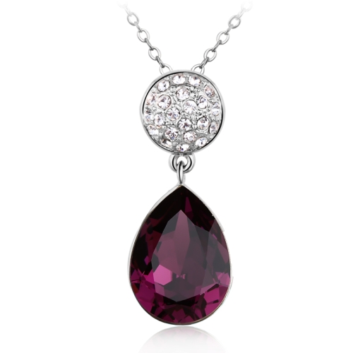 Precioso Collar de Cristal Swarovski Color Amatista Chapado en Rodio
