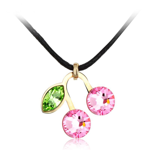 Collar Swarovski de Cerezas color Rosa Claro