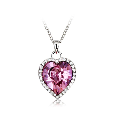 Lindo Collar de Corazón con Cristal Swarovski color Rosa