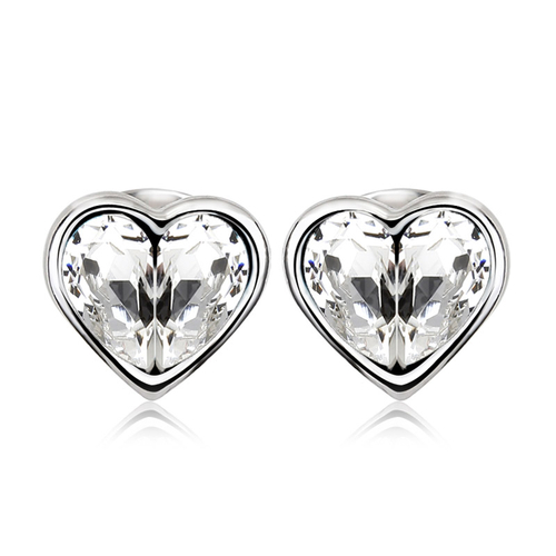 Aretes de Swarovski en Forma de Corazón Color Blanco