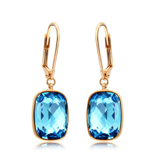 Preciosos Aretes de Cristal Swarovski Color Aquamarina