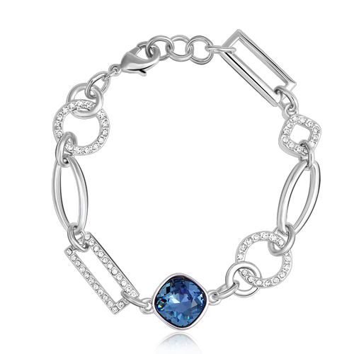 Pulsera de Rodio con Cristal Swarovski Azul
