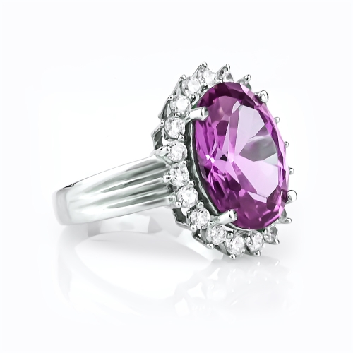 Anillo de Plata de Ley con Alejandrita Cambia de Color