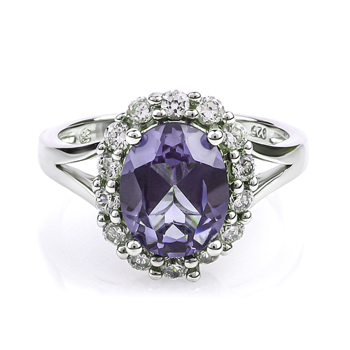 Anillo de Alejandrita en Plata de Ley .925 ( Azul/Morado )