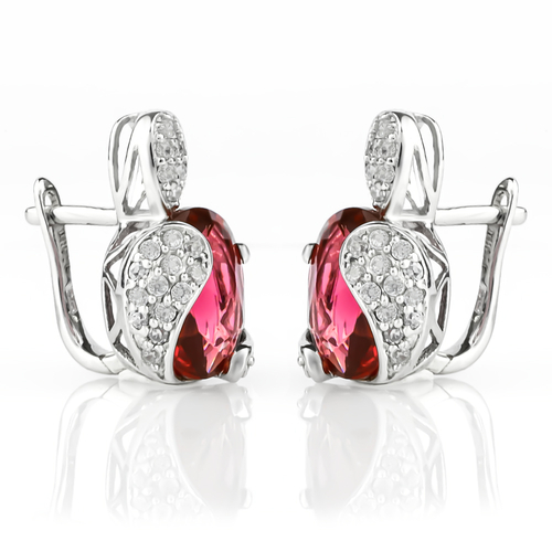 Aretes de Plata Fina .925 con Turmalina Rosa