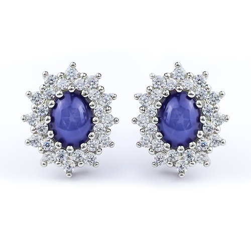 Aretes de Zafiro Estrella Con Plata de Ley 16 mm x 13 mm
