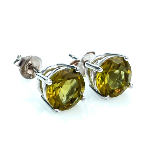 Aretes de Alejandrita ( Verde/Marrón ) en Plata Fina .925