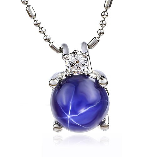 Collar de Zafiro Estrella Con Plata Solitario
