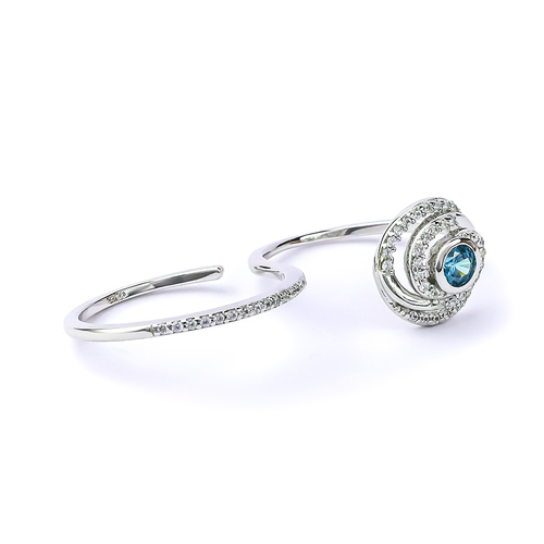 Doble Anillo Con Alejandrita Plata Solido