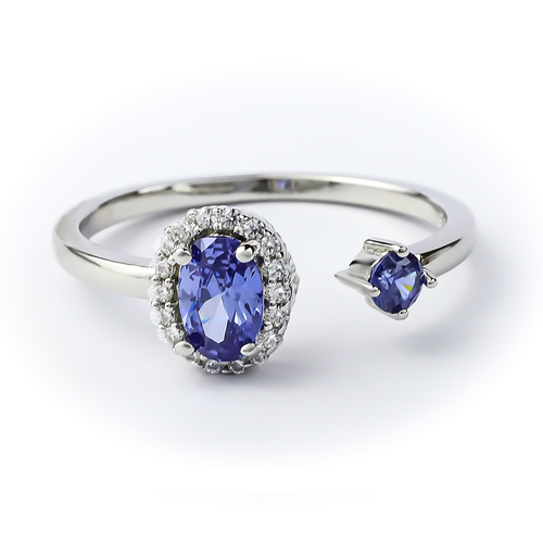 Hermoso Anillo de Doble Tanzanita en Plata de Ley 925