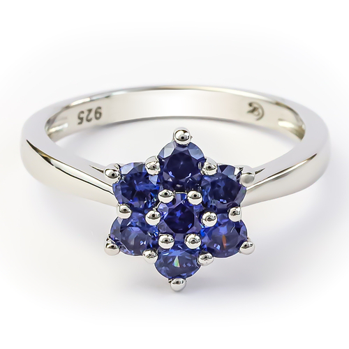 Anillo Flor en Plata con Tanzanita