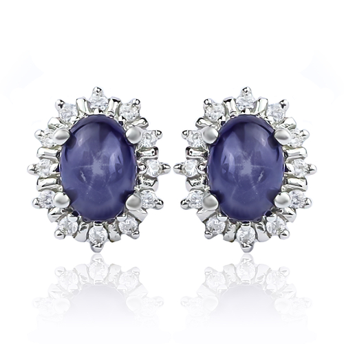 Aretes de Zafiro Estrella Con Plata de Ley 12 mm x 10 mm