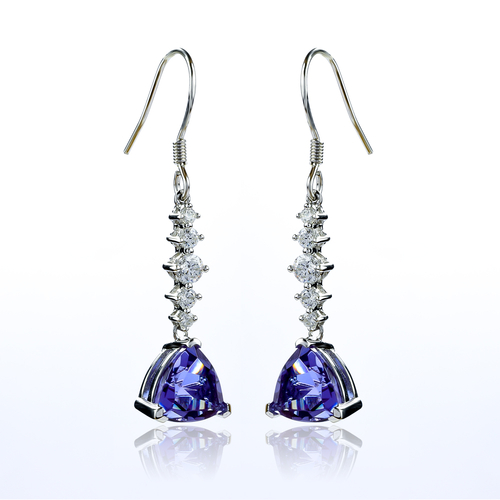 Aretes de Alejandrita ( Rosa/Morado ) en Plata de Ley .925