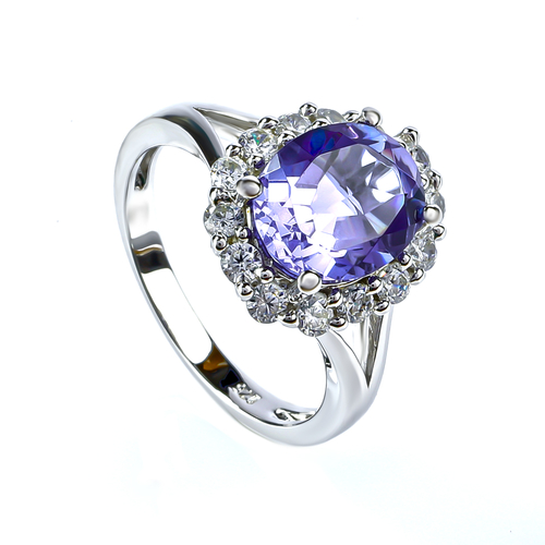 Anillo de Alejandrita en Plata de Ley .925 ( Azul/Morado )