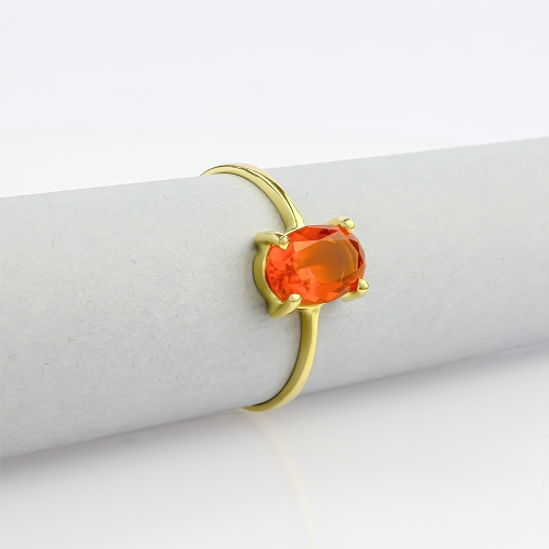 Anillo de Oro Amarillo 14K Opalo de Fuego