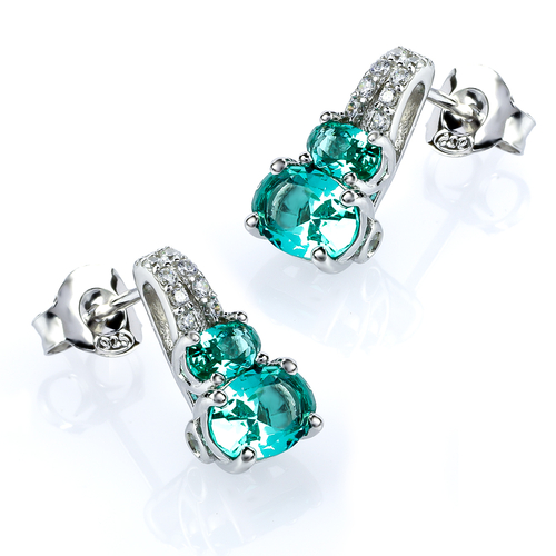 Aretes de Plata con 2 Piedras de Paraiba
