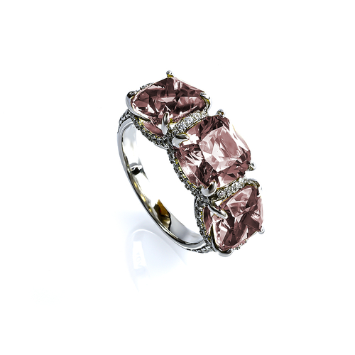 Anillo de Alejandrita Corte Trillion Yellow to Peach 8 mm