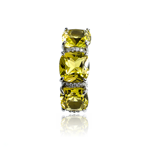 Anillo de Alejandrita Corte Trillion Yellow to Peach 8 mm