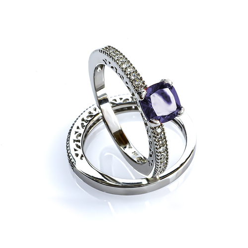 Doble Anillo de Plata Amatista