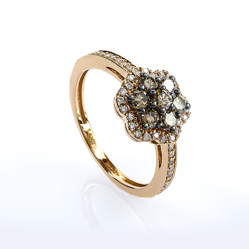 0.70 Ctw Anillo de Oro Amarillo de 14K con Diamante Chocolate