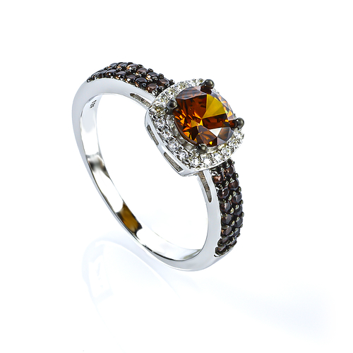 Halo Diamante Chocolate Anillo de Compromiso