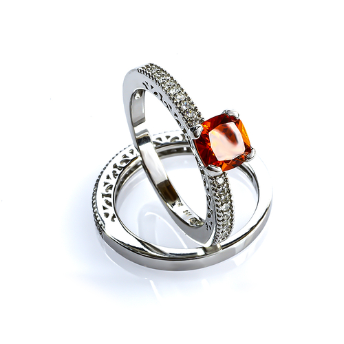 Doble Anillo de Plata Opalo de Fuego