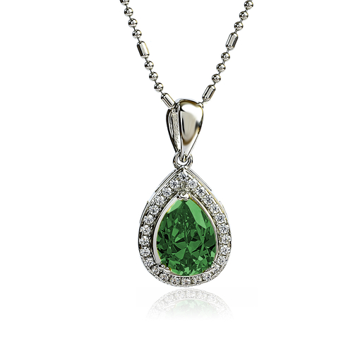 Set de Plata .925 con Esmeralda Aretes y Dije