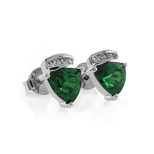 Aretes de Plata de Ley con Esmeralda