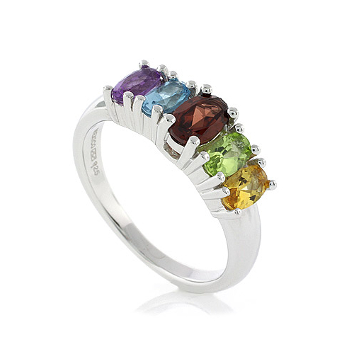 Hermoso Anillo de Plata .925 con Múltiples Gemas